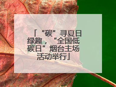 “碳”寻夏日绿趣，“全国低碳日”烟台主场活动举行