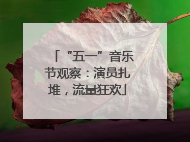 “五一”音乐节观察：演员扎堆，流量狂欢