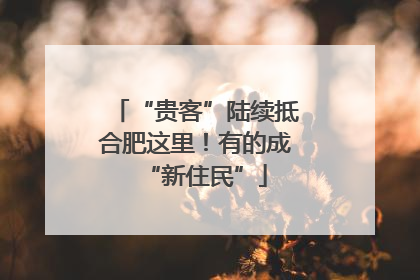 “贵客”陆续抵合肥这里！有的成“新住民”