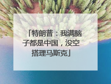特朗普：我满脑子都是中国，没空搭理马斯克