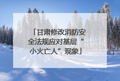 甘肃修改消防安全法规应对基层“小火亡人”现象