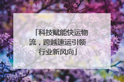 科技赋能快运物流，跨越速运引领行业新风向