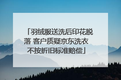羽绒服送洗后印花脱落 客户质疑京东洗衣不按折旧标准赔偿