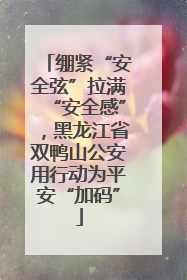 绷紧“安全弦”拉满“安全感”，黑龙江省双鸭山公安用行动为平安“加码”