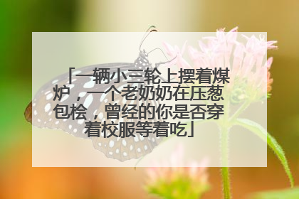 一辆小三轮上摆着煤炉，一个老奶奶在压葱包桧，曾经的你是否穿着校服等着吃