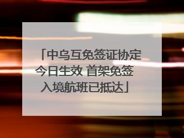 中乌互免签证协定今日生效 首架免签入境航班已抵达