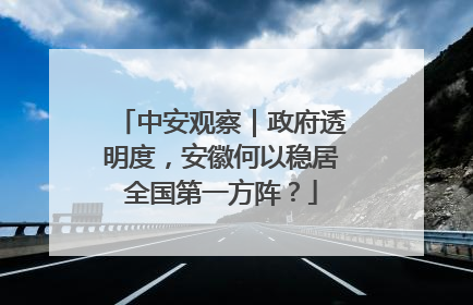 中安观察｜政府透明度，安徽何以稳居全国第一方阵？