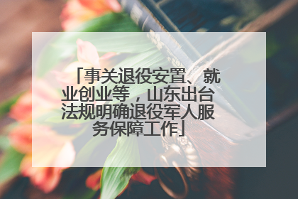 事关退役安置、就业创业等，山东出台法规明确退役军人服务保障工作