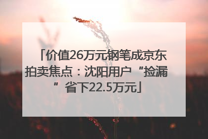 价值26万元钢笔成京东拍卖焦点：沈阳用户“捡漏”省下22.5万元