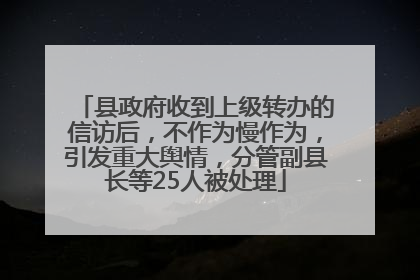 县政府收到上级转办的信访后，不作为慢作为，引发重大舆情，分管副县长等25人被处理