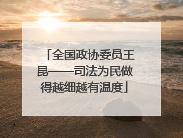全国政协委员王昆——司法为民做得越细越有温度