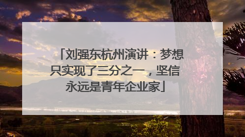 刘强东杭州演讲：梦想只实现了三分之一，坚信永远是青年企业家