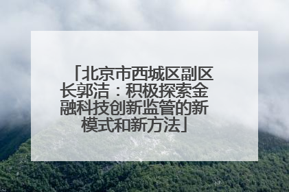 北京市西城区副区长郭洁：积极探索金融科技创新监管的新模式和新方法