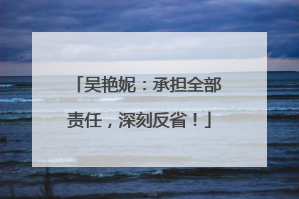 吴艳妮：承担全部责任，深刻反省！