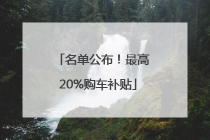 名单公布！最高20%购车补贴