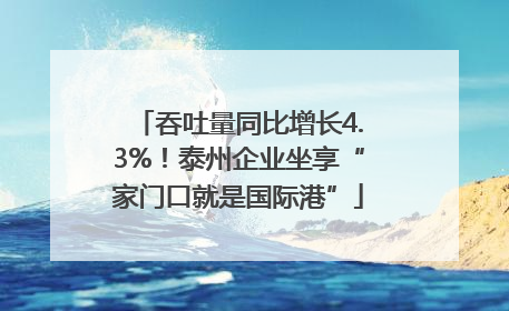 吞吐量同比增长4.3%！泰州企业坐享“家门口就是国际港”