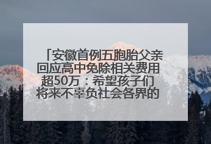 安徽首例五胞胎父亲回应高中免除相关费用超50万：希望孩子们将来不辜负社会各界的帮助与支持