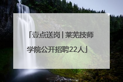 壹点送岗│莱芜技师学院公开招聘22人