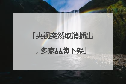 央视突然取消播出，多家品牌下架