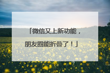 微信又上新功能，朋友圈能折叠了！