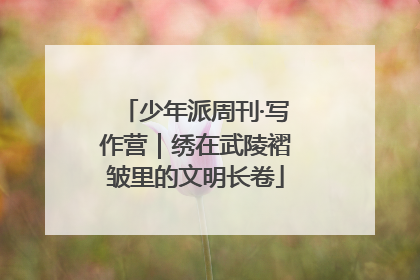 少年派周刊·写作营｜绣在武陵褶皱里的文明长卷