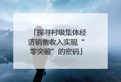 探寻村级集体经济销售收入实现“零突破”的密码
