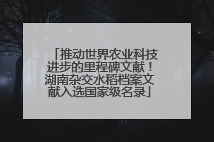 推动世界农业科技进步的里程碑文献！湖南杂交水稻档案文献入选国家级名录