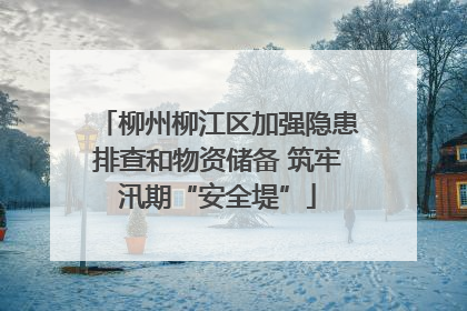 柳州柳江区加强隐患排查和物资储备 筑牢汛期“安全堤”