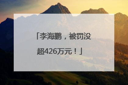 李海鹏，被罚没超426万元！
