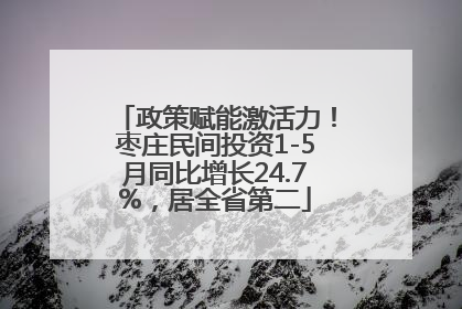 政策赋能激活力！枣庄民间投资1-5月同比增长24.7%，居全省第二
