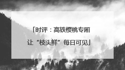 时评：高铁樱桃专厢 让“枝头鲜”每日可见