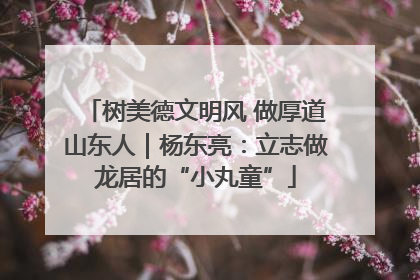 树美德文明风 做厚道山东人｜杨东亮：立志做龙居的“小丸童”