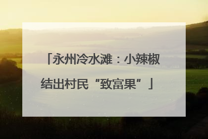 永州冷水滩：小辣椒结出村民“致富果”