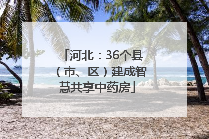河北：36个县（市、区）建成智慧共享中药房