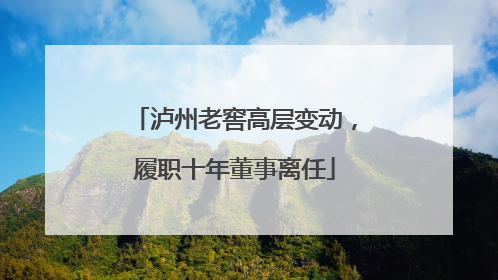 泸州老窖高层变动，履职十年董事离任