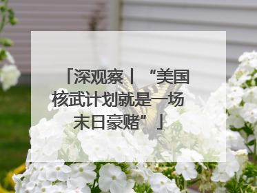 深观察丨“美国核武计划就是一场末日豪赌”