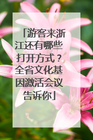 游客来浙江还有哪些打开方式？全省文化基因激活会议告诉你