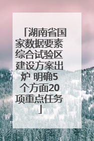 湖南省国家数据要素综合试验区建设方案出炉 明确5个方面20项重点任务