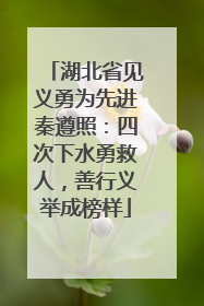 湖北省见义勇为先进秦遵照：四次下水勇救人，善行义举成榜样