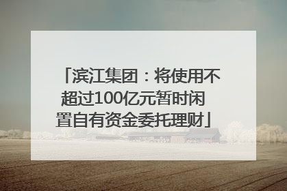 滨江集团：将使用不超过100亿元暂时闲置自有资金委托理财