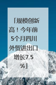 规模创新高！今年前5个月四川外贸进出口增长7.5%