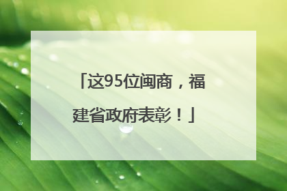 这95位闽商，福建省政府表彰！