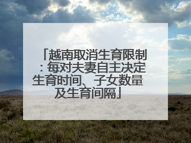 越南取消生育限制：每对夫妻自主决定生育时间、子女数量及生育间隔
