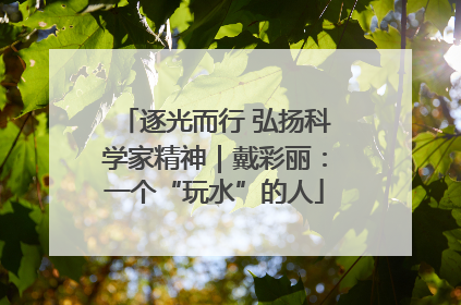 逐光而行 弘扬科学家精神｜戴彩丽：一个“玩水”的人