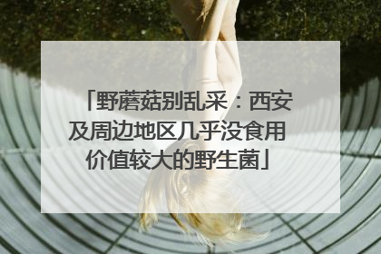 野蘑菇别乱采：西安及周边地区几乎没食用价值较大的野生菌