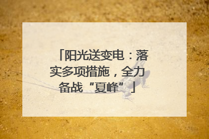阳光送变电：落实多项措施，全力备战“夏峰”