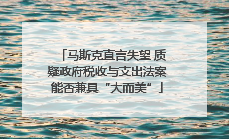 马斯克直言失望 质疑政府税收与支出法案能否兼具“大而美”