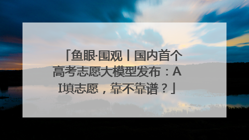 鱼眼·围观丨国内首个高考志愿大模型发布：AI填志愿，靠不靠谱？