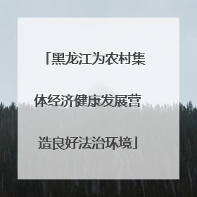 黑龙江为农村集体经济健康发展营造良好法治环境