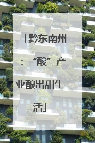 黔东南州：“酸”产业酿出甜生活